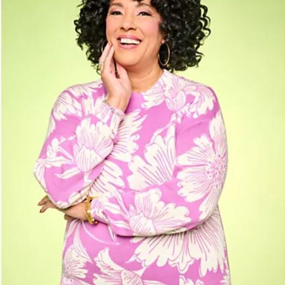 Studio Park x Leah Williams Floral Daze Sweater Purple 5X A634581 - Picture 2 of 2